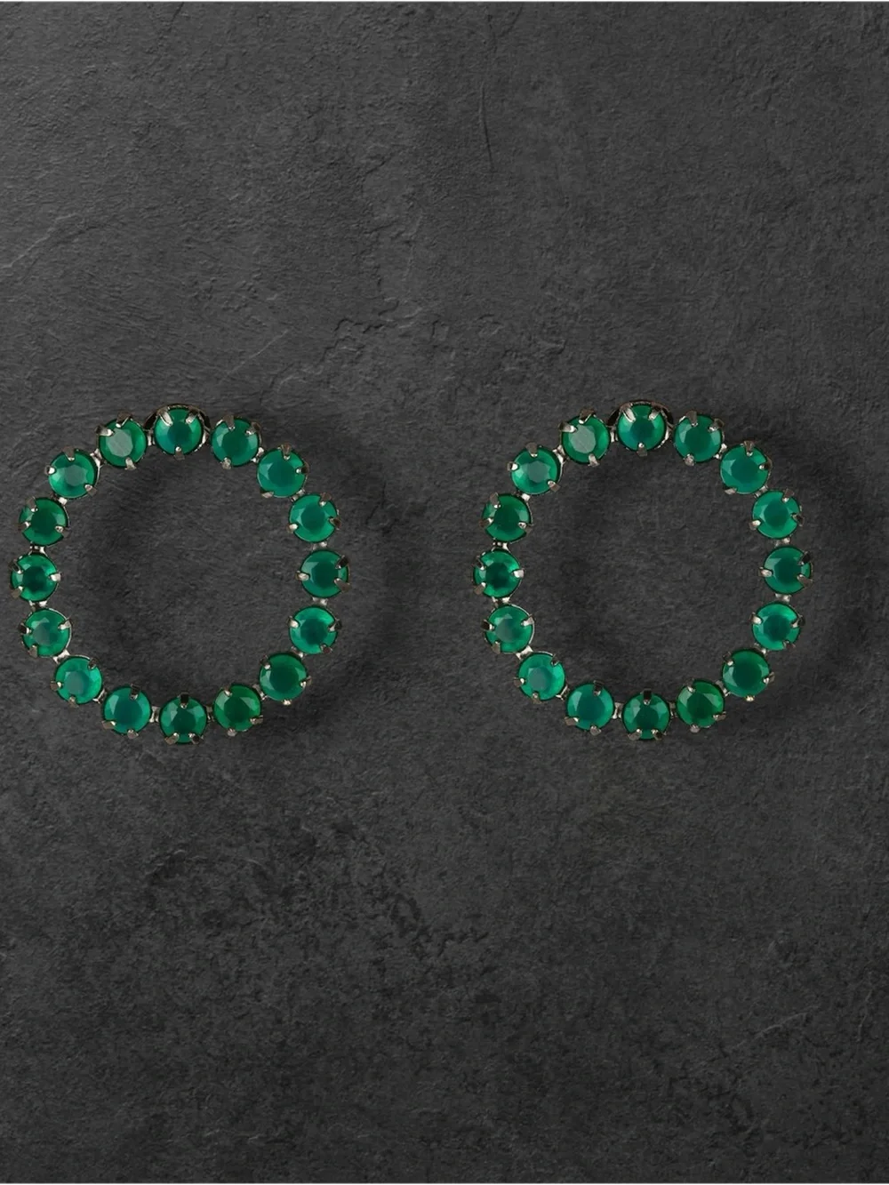 Green Onyx Circle Stud Earrings